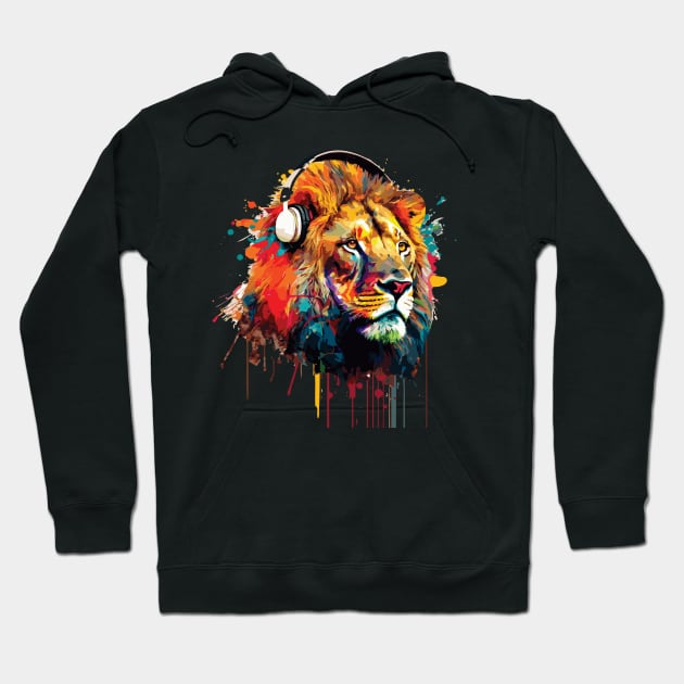 Lion with headphones Hoodie by remixer2020